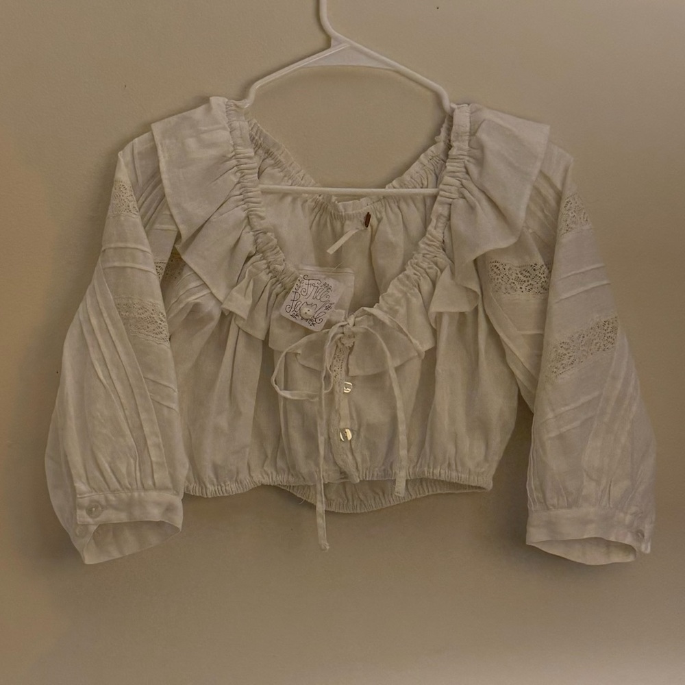 Mystic Free People Cream Ruffled Blouse